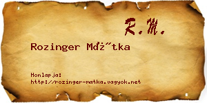 Rozinger Mátka névjegykártya